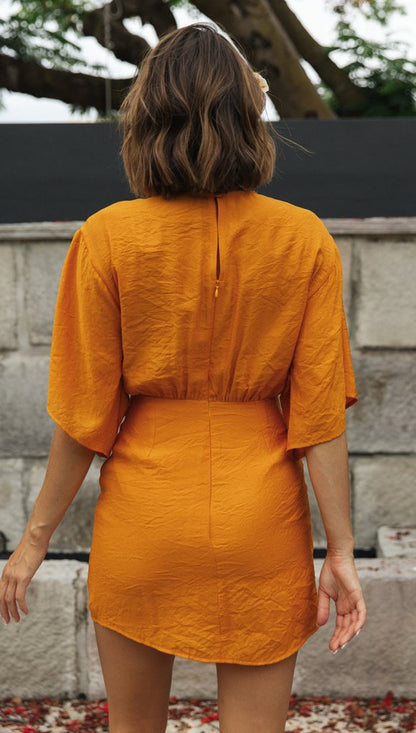 Tie Front Cutout Romper | Sunset Orange, Flowy Fit | noémi
