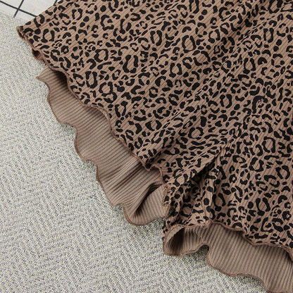 Leopard Print Two Piece Pajama Set for Women | Short Sleeve Shorts | noémi