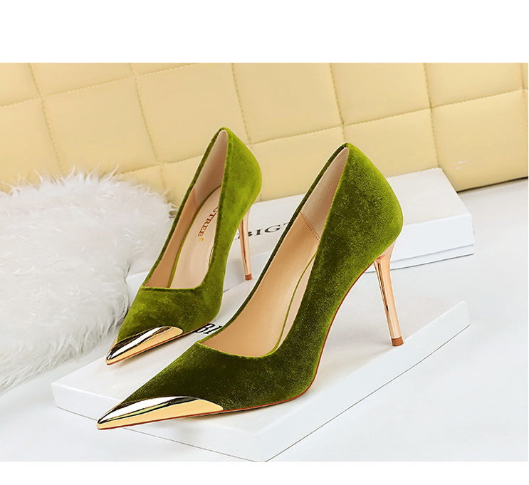 Cocktail Velvet Heels | Gold-Tipped Pointed Toe | Luxe Stilettos | noémi