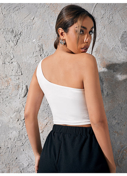 Womens One Shoulder Crop Top | Slim Fit Bare Back Vest | noémi