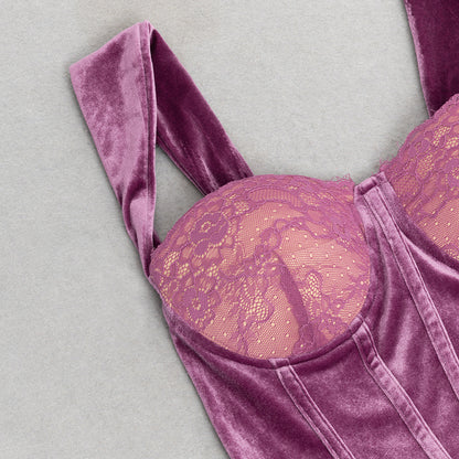 Lace Trim Strap Dress with Side Slit and Shoulder Detail | noémi