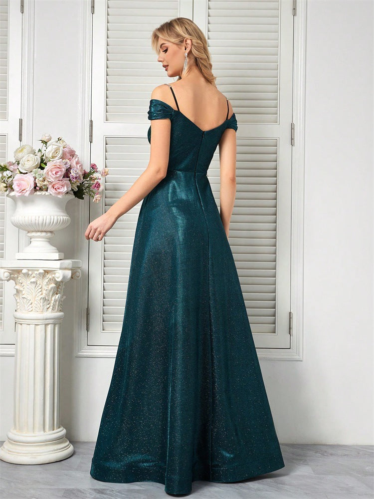 Off Shoulder Spaghetti Strap Cross Stomach Gown | noémi