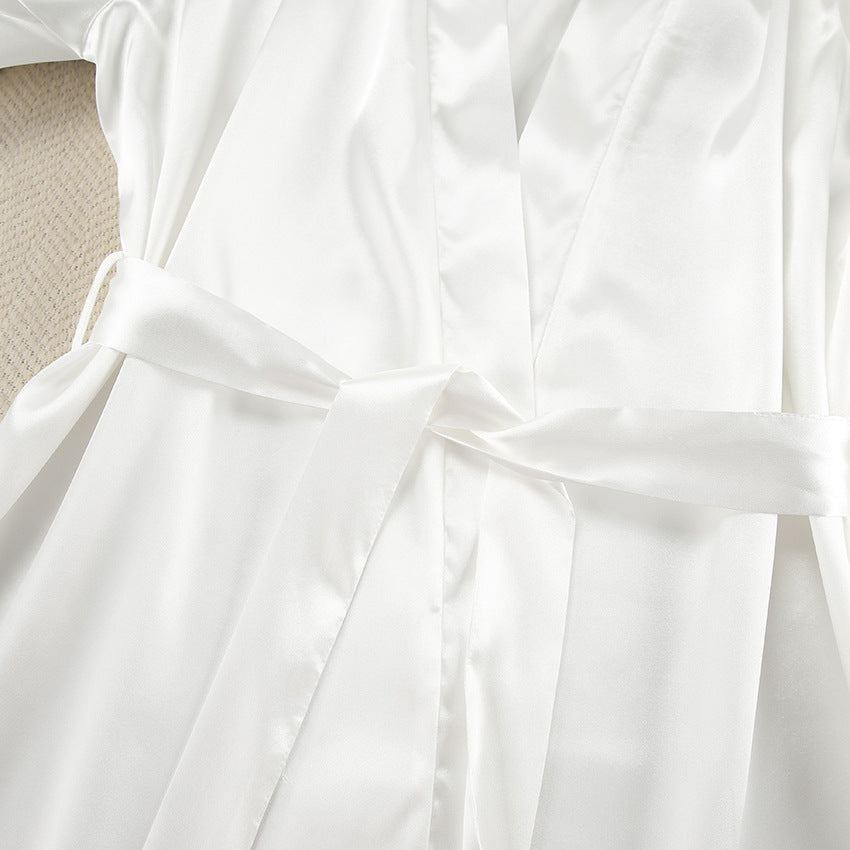 Satin Feather Sleeve Two Piece Night Dress & Robe Set | noémi