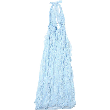 Sheer Lace Halter Maxi Dress | Backless Gown with High Slit | noémi