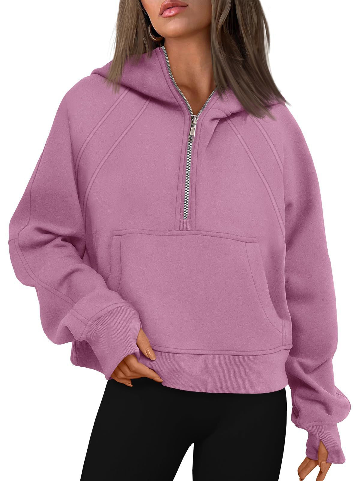 Half Zip Pullover Hoodie | Fleece Scuba Sweater for Women | noémi