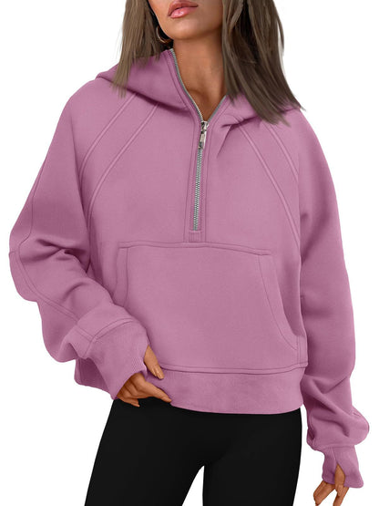 Half Zip Pullover Hoodie | Fleece Scuba Sweater for Women | noémi