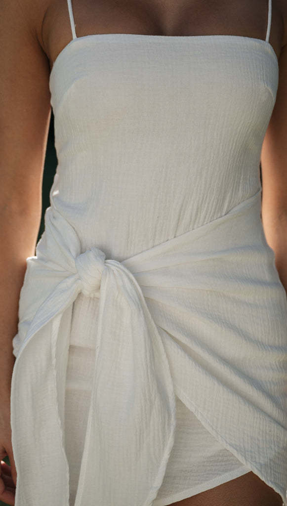 Womens Sling Dress with Knotted Waist | Slim Fit Hip Length Mini Dress | noémi