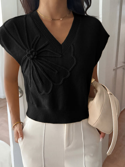 Womens Sweater | Deep V Neck, Short Sleeve Knit Top | noémi