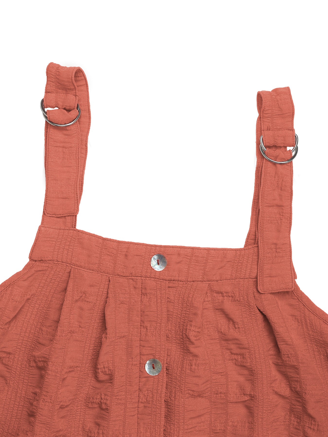 Solid Color Pleated Suspender Dress with Textured Fabric | noémi