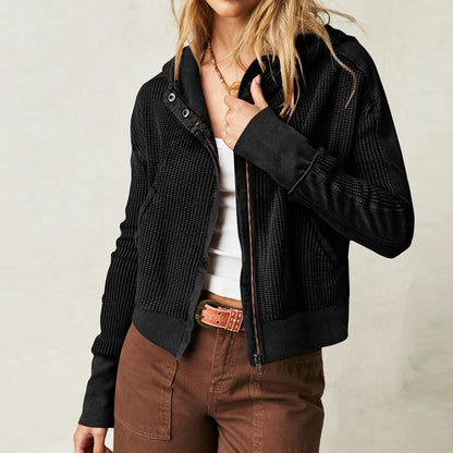 Patchwork Hoodie for Women | Long Sleeve Zipper Sweatshirt | noémi