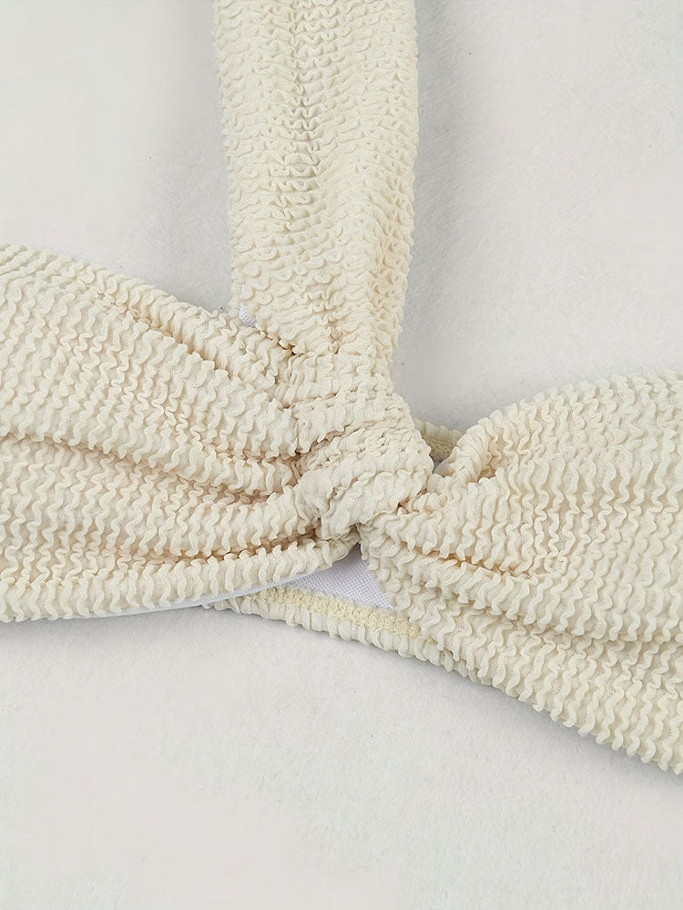 Knit Bikini Set | Two Piece Asymmetrical Top & High Cut Bottoms | noémi