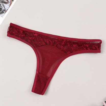 Lace Trim TShaped Panties with Transparent Details and Cotton Crotch Comfort | noémi