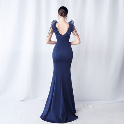 Womens Long Luxe Organza Satin Dress | noémi