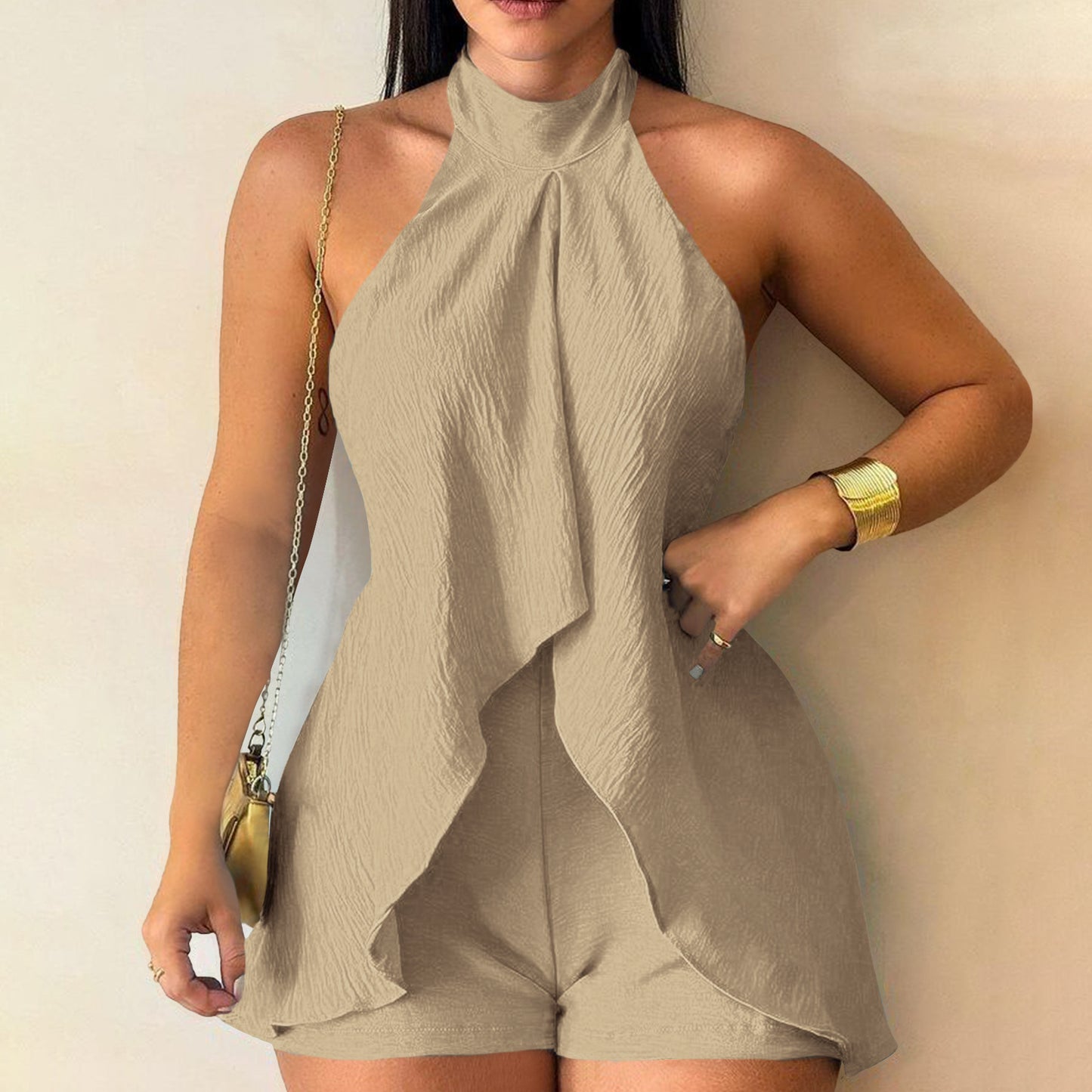 Women’s Halter Ruffle Romper | Backless Sleeveless Jumpsuit, Summer Casual Chic Playsuit | noémi