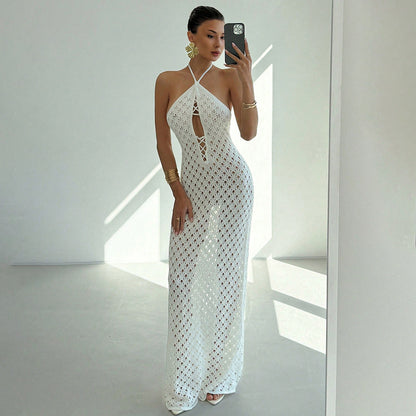 Summer Crochet Maxi Dress | Knit CoverUp with Cutout Detail | noémi