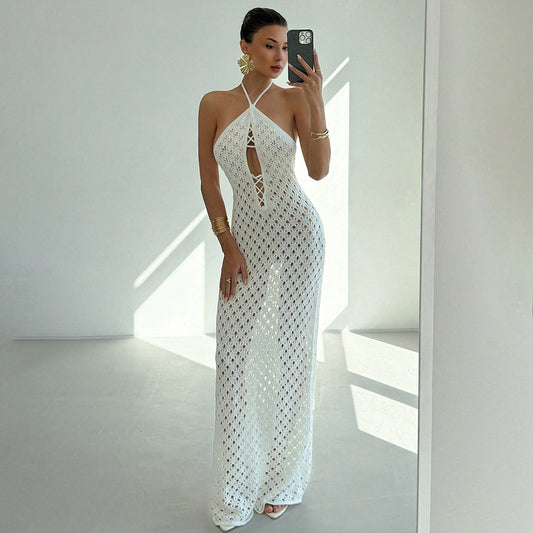 Summer Crochet Maxi Dress | Knit CoverUp with Cutout Detail | noémi