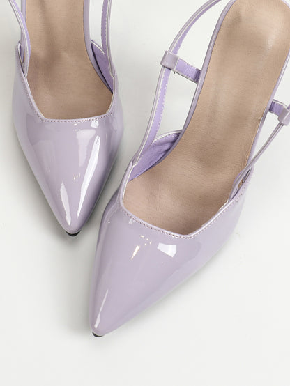 Women’s Pointed Toe Summer Heels | Ankle Strap Sandals, Open Back, Patent Finish | noémi