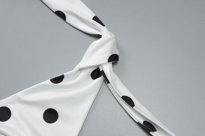 Women's Summer Halter Polka Dot Dress | Backless, Ribbon Tie, Elegant Midi | noémi