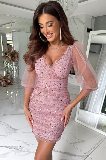 Sequin Mesh Dress | Long Sleeve Mini Dress | noémi