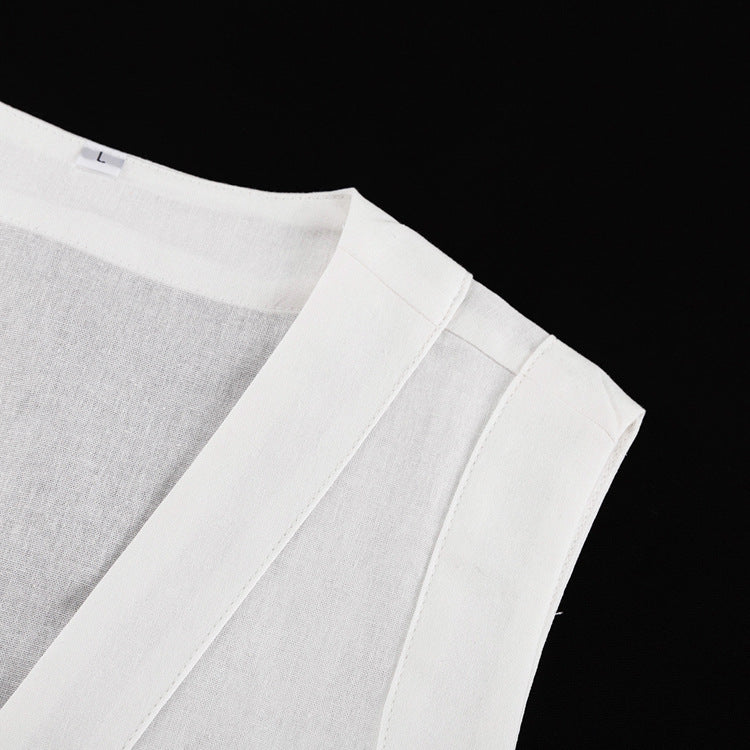 Sleeveless Waistcoat Lacing Cross Top Two Piece Set | Pantskirt | noémi