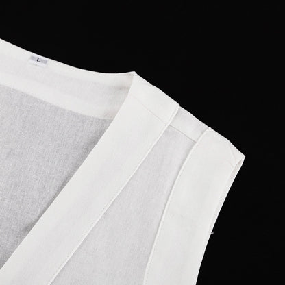 Sleeveless Waistcoat Lacing Cross Top Two Piece Set | Pantskirt | noémi