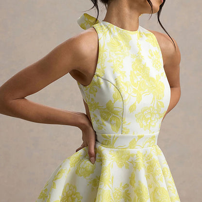 Sleeveless Backless Mini Dress with Graphic Print | noémi