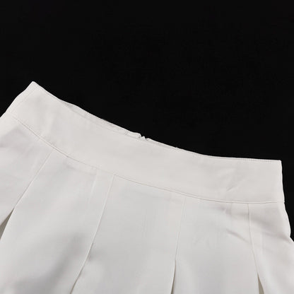 White Halter Crop Top & Pleated Maxi Skirt | Two Piece Set, Backless, Tie Back | noémi