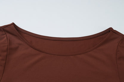 Womens Long Sleeve Round Neck Maxi Dress with Waist Cutout | noémi