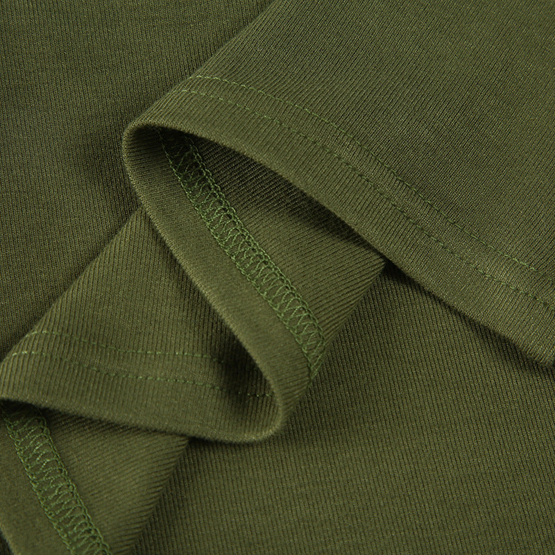 Olive Green Asymmetrical Spaghetti Strap Top | Cutout Detail | noémi