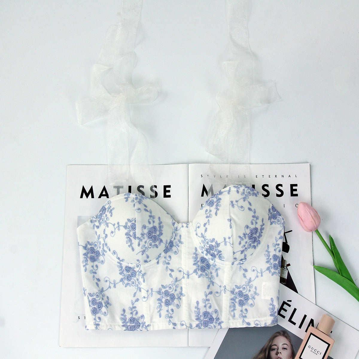 Backless Cotton Corset Vest with Boning and Adjustable Spaghetti Straps | noémi