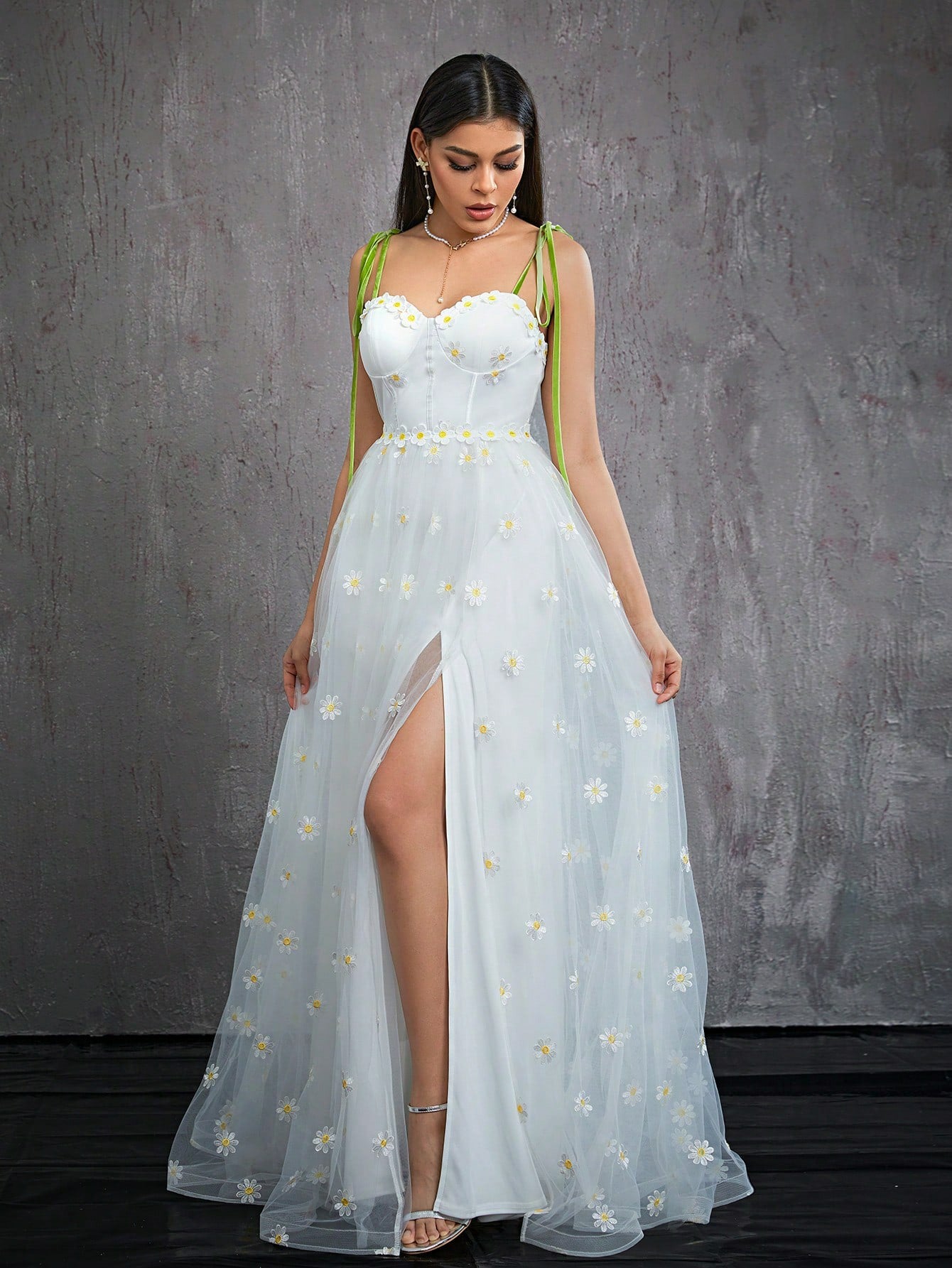 Tube Top Dress | Slim Fit Side Slit Floral Detail | noémi