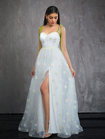 Tube Top Dress | Slim Fit Side Slit Floral Detail | noémi