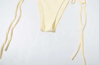 Three Piece Summer Set | Floral Appliqué Bralette, Tie Briefs & Wide Leg Pants | noémi
