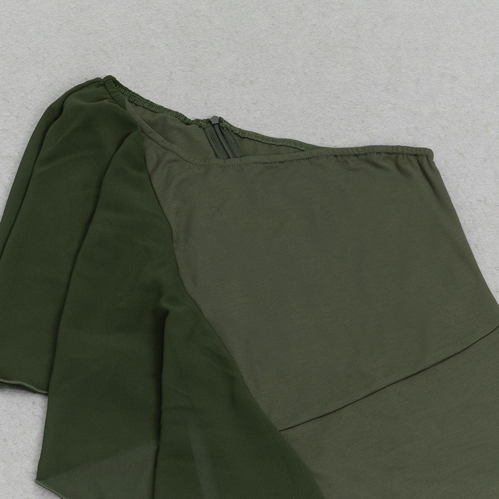 Oblique Shoulder Dress with Irregular Hem | noémi