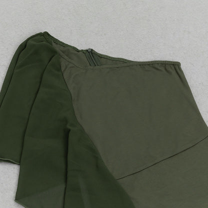 Oblique Shoulder Dress with Irregular Hem | noémi