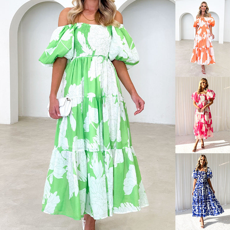 Off Shoulder Floral Puff Sleeve Midi Dress | Lightweight & Flowy | noémi