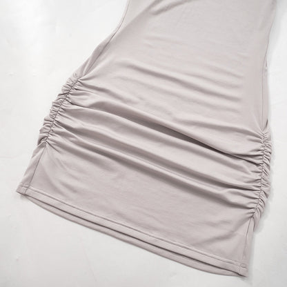 Women Long Sleeve Hooded Pleated Dress with High Waist and Hip Detail | noémi