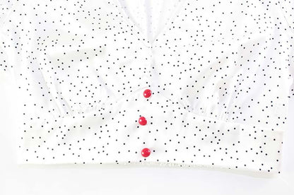 Polka Dot Satin Fishtail Skirt & V Neck Short Top Two Piece Set | noémi