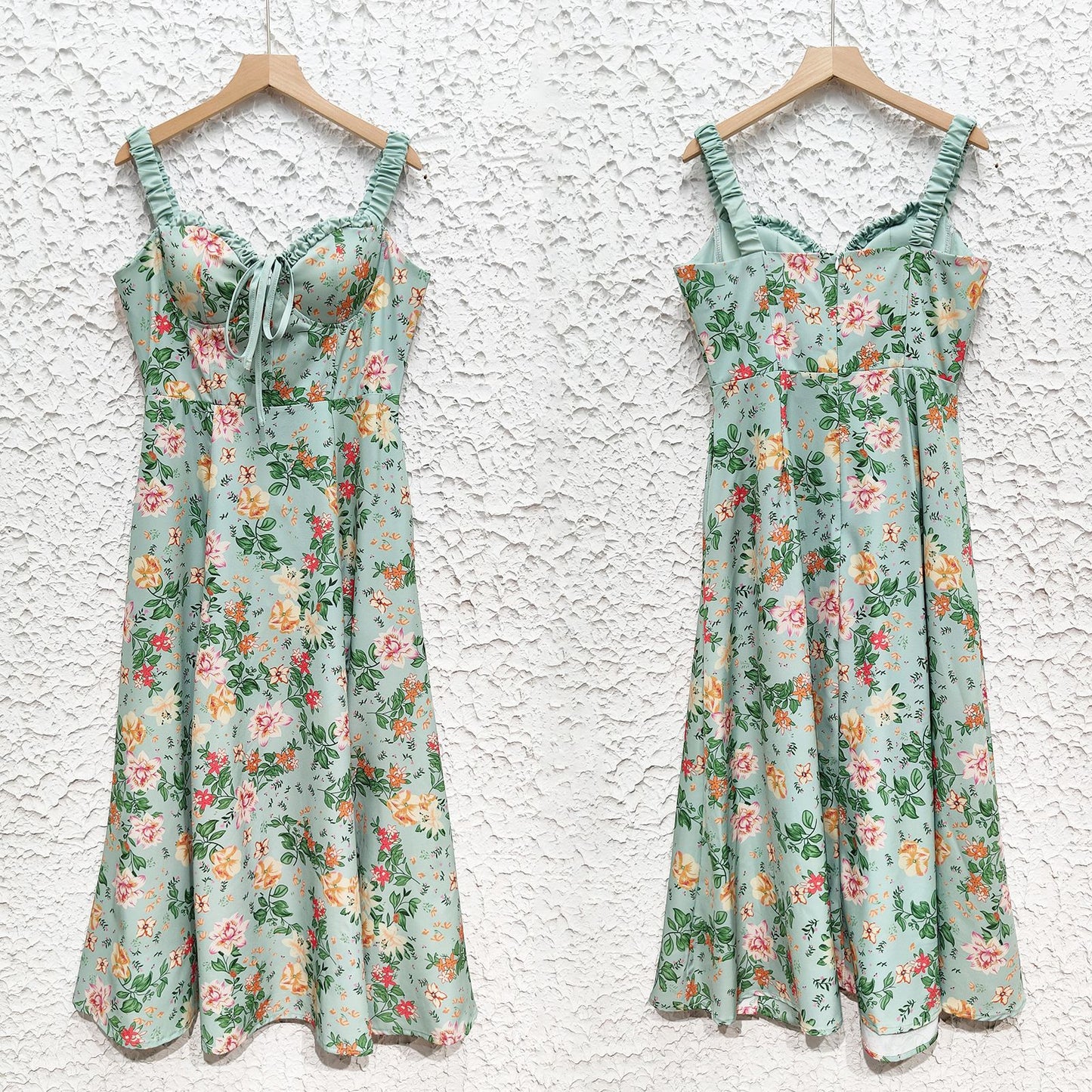 Womens Printed Cami Dress | Backless Mid Length Slit Dress | noémi