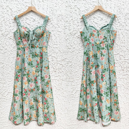 Womens Printed Cami Dress | Backless Mid Length Slit Dress | noémi