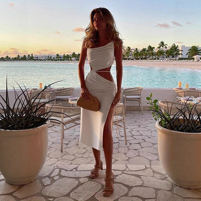 Womens Cut Out Lace Up Waist Sling Dress | noémi