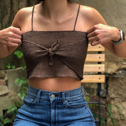 Knit Bow Crop Top | Lightweight Sleeveless Vest | noémi