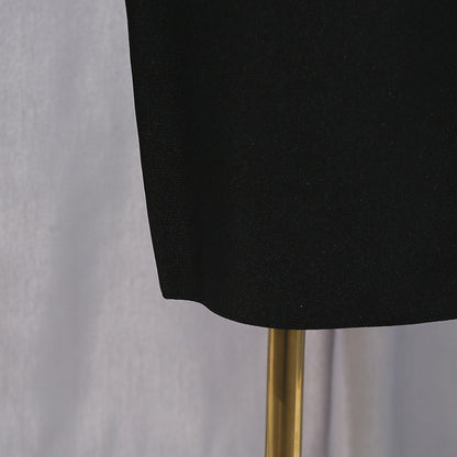 Womens Black Tube Dress with Side Slit and Sheer V Neck Detail | noémi