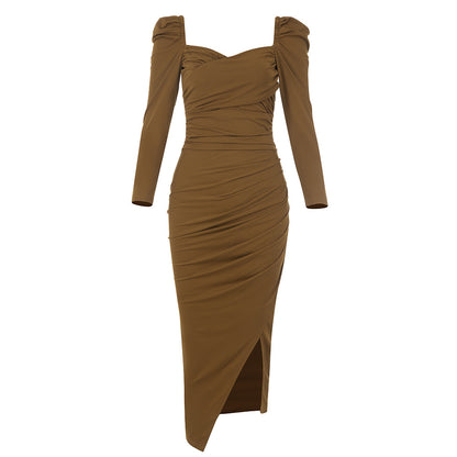 Halter Neck Ruffled Maxi Dress | Slim Fit Dress | noémi