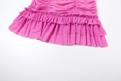 Halter Sheath Dress | Mesh Pleated Bodycon, Ruffle Hem | noémi