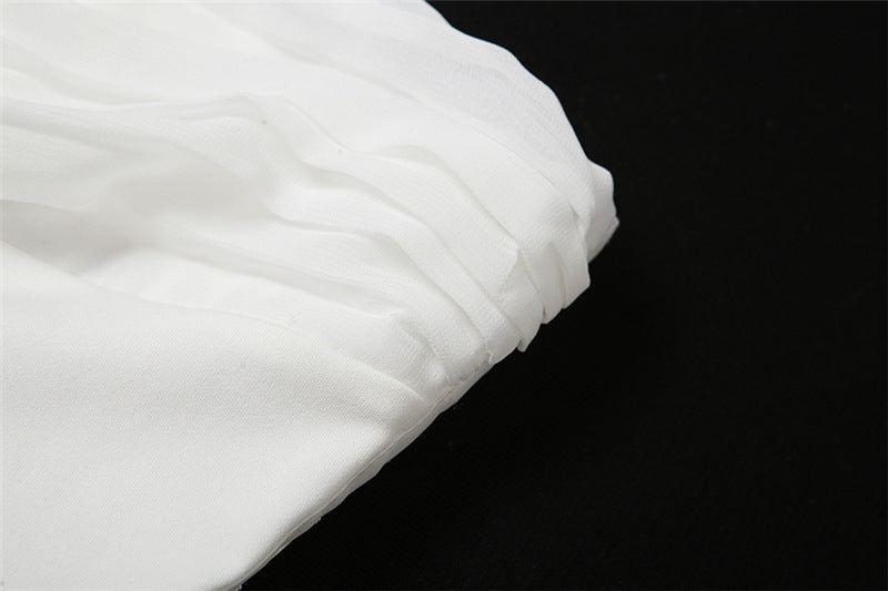 Off Shoulder Slim Fit Cropped Vest | White Chiffon & Tube Top | noémi