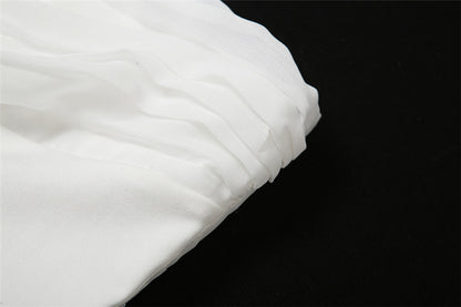 Off Shoulder Slim Fit Cropped Vest | White Chiffon & Tube Top | noémi