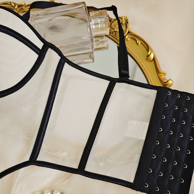 Mesh Corset Top | Bustier with Chest Pad, Strappy Slim Fit | noémi