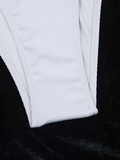 Ring Detail Three Point Bikini Set with Sunken Stripe Texture for Women | noémi