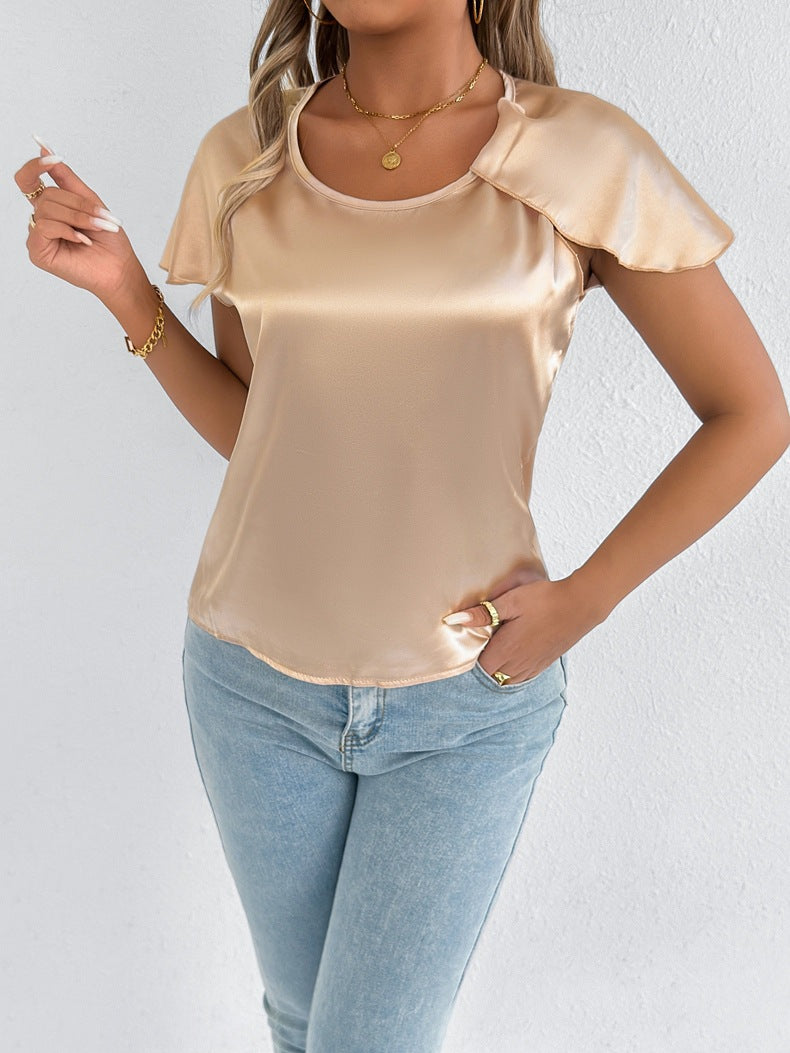 High End Satin Silk T Shirt for Women | Short Sleeve Silk Top | noémi